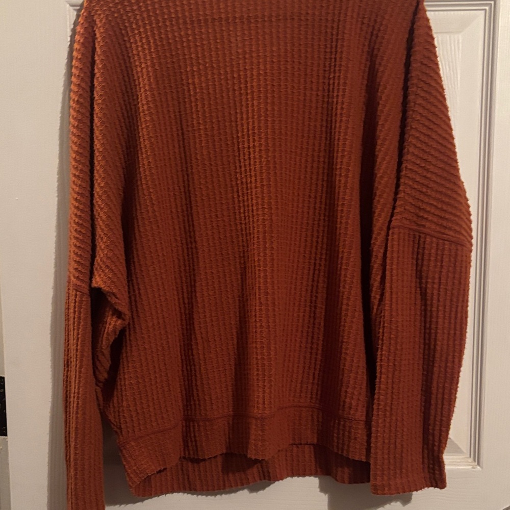 Cozy Rust V Neck Sweater - Picture 5 of 6